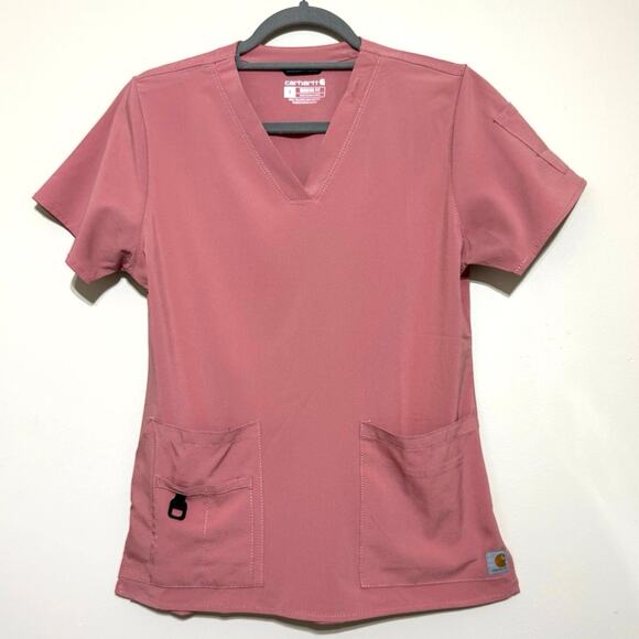 Carhartt Force Cross-Flex Women's V-Neck Top #C12110 Size Small Mauve - Picture 1 of 9
